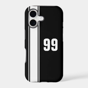 Black & White Stripe Jersey Numbered iPhone Case