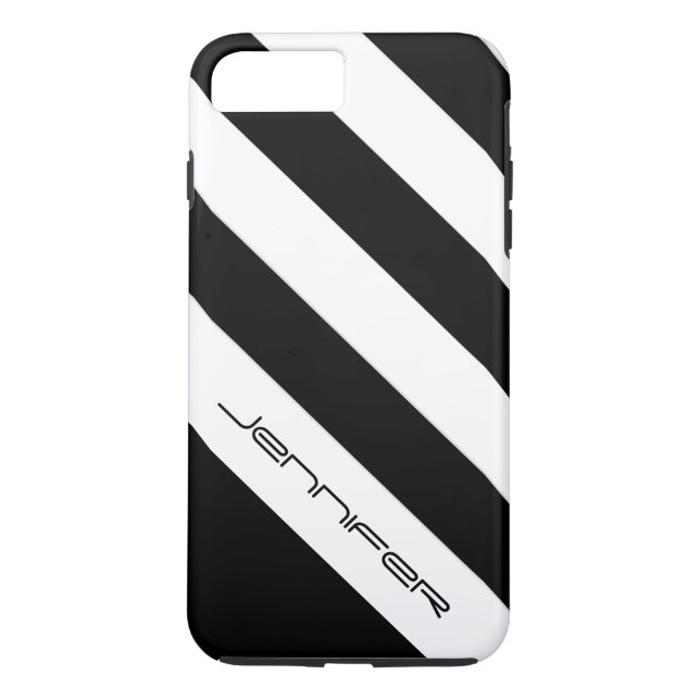 Black & White Stripe, Minimalist, Name, Case-Mate iPhone Case (Back)
