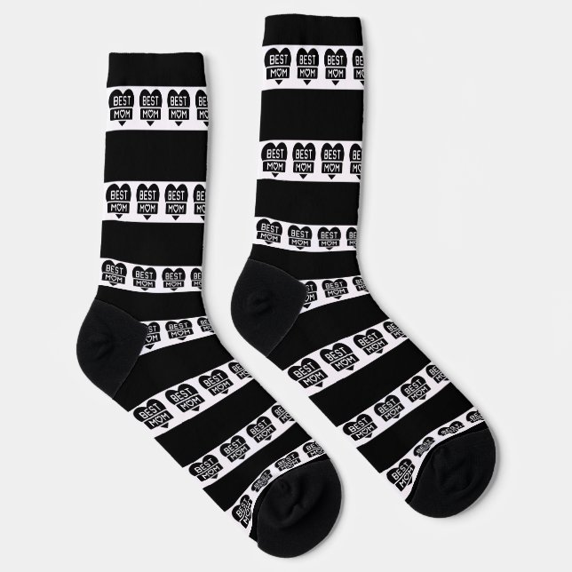 BLACK & WHITE STRIPE MODERN BEST MOM SOCKS (Right)