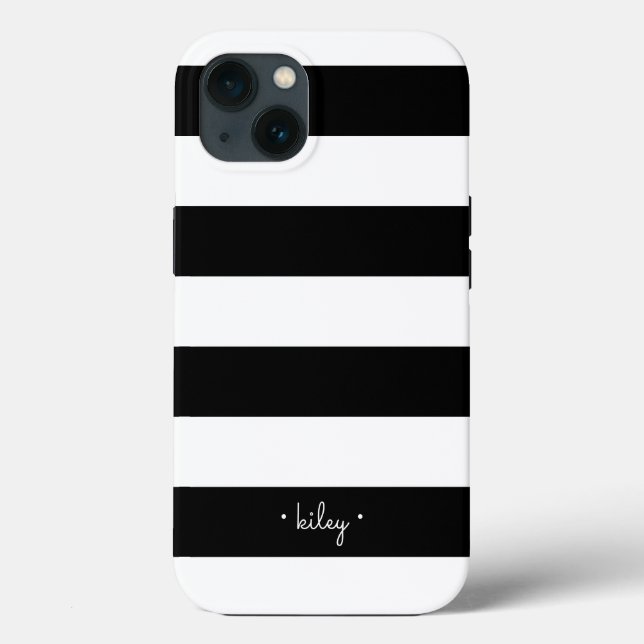 Black & White Stripe Personalised Case-Mate iPhone Case (Back)