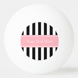 Black White Stripe Pink Name Monogram Ping Pong Ball