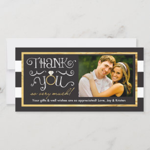 Black White Stripe Wedding Ring Thank You Card