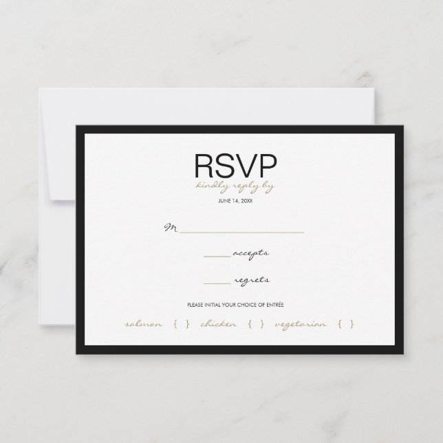 Black & White Stripe Wedding RSVP Response Cards (Front)
