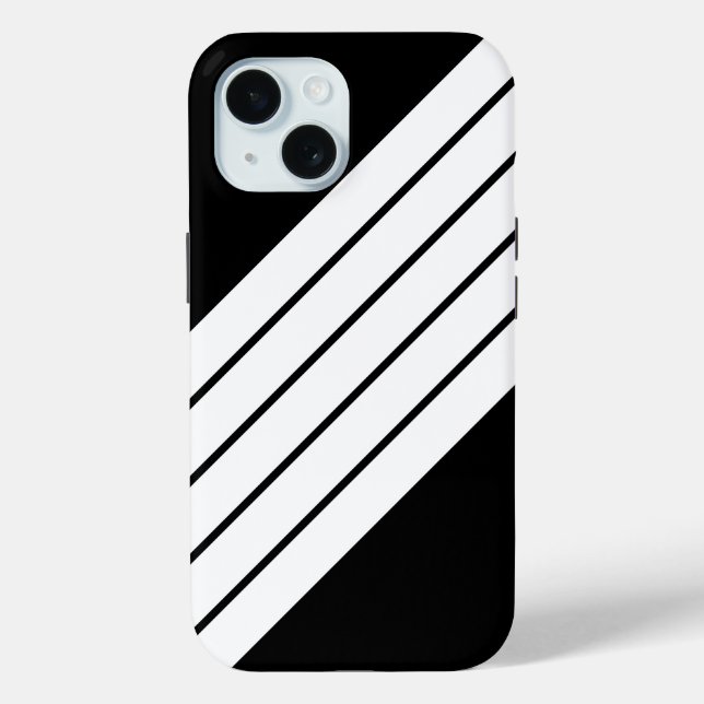 Black White Striped 70s 80s Retro Racing Stripes Case-Mate iPhone Case (Back)