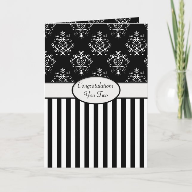Black & White Striped Baroque Congrats Card (Front)