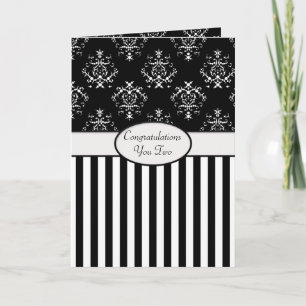 Black & White Striped Baroque Congrats Card