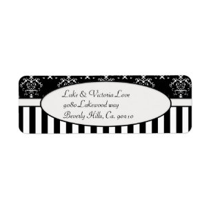 Black & White Striped Baroque Return Address Label
