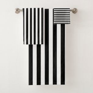 Black & white striped bath towel set