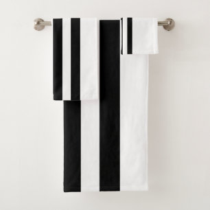 Black & White Striped  Bath Towel Set