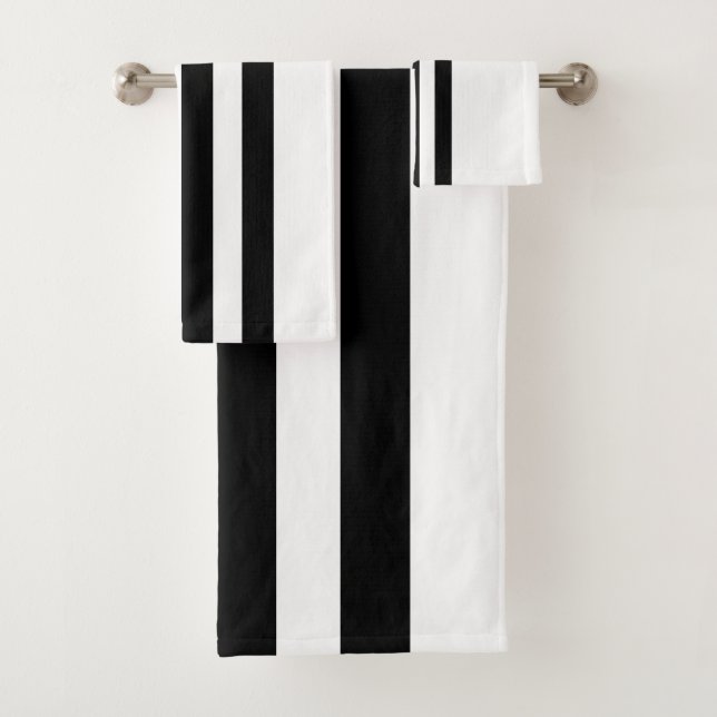 Black & White Striped  Bath Towel Set (Insitu)