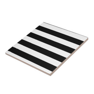Black & White Striped Ceramic Tile