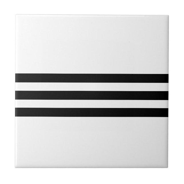 Black & White Striped Ceramic Tile (Front)