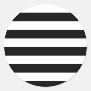 Black & White Striped Classic Round Sticker