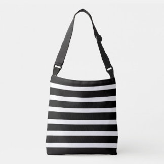 BLACK & WHITE STRIPED CROSS BODY BAG