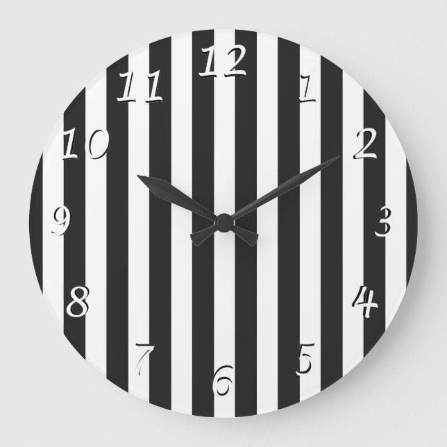 Black & White Striped Design Wall Clock (Front)