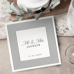 Black & White Striped Elegance Classy Mr and Mrs Napkin