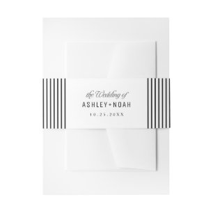 Black & White Striped Elegance Classy Wedding Invitation Belly Band
