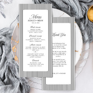 Black & White Striped Elegance Classy Wedding Menu
