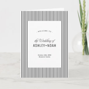 Black & White Striped Elegance Classy Wedding Program