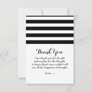 Black & White Striped Flat Thank you card
