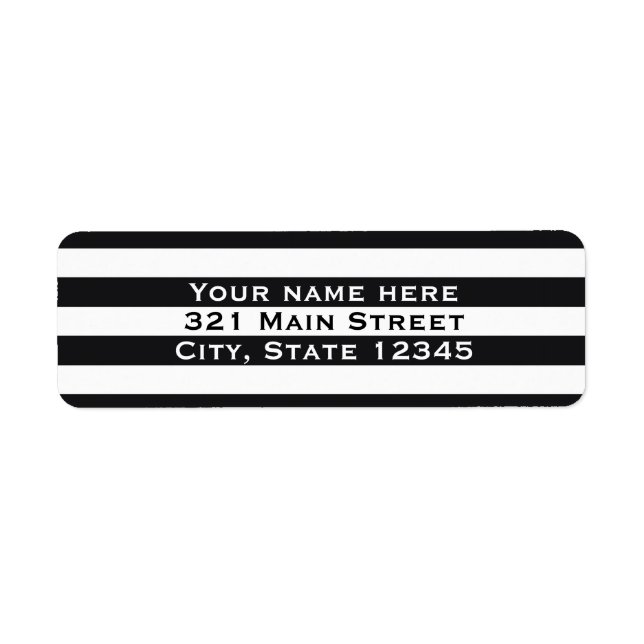 Black & White Striped Invitation Address Label Return Address Label (Front)