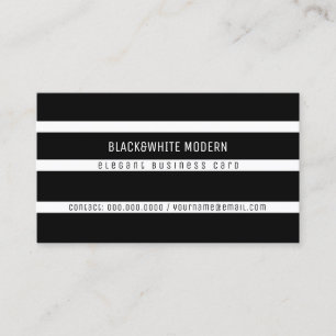black&white striped modern elegant business card