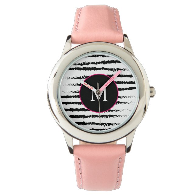 Black white striped Monogram Watch (Front)