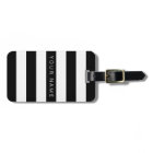 Black & White Striped Personalised Luggage Tags