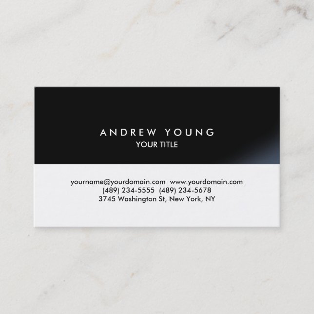 Black White Striped Professional Business Card (Front)
