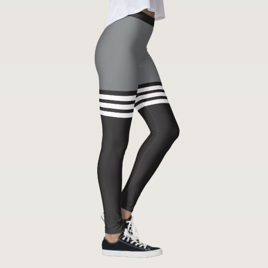 black leggings with white stripes