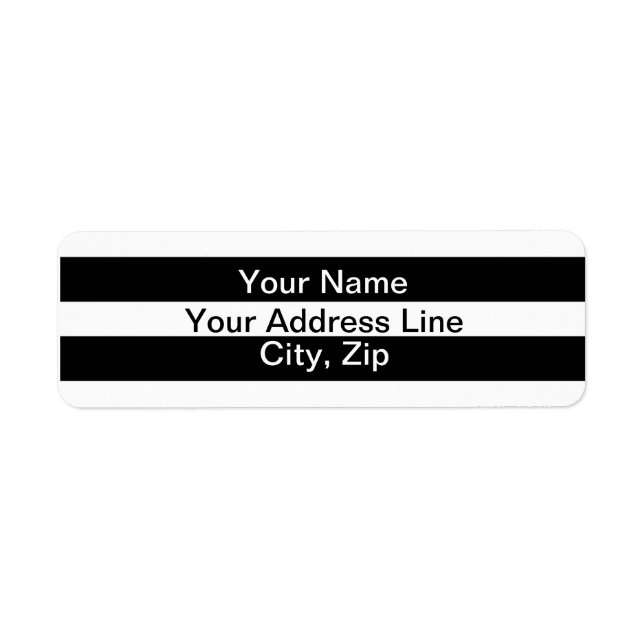 Black White Striped Stripes Modern French Labels (Front)