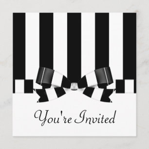 Black & White Striped Wedding Classic Invitation