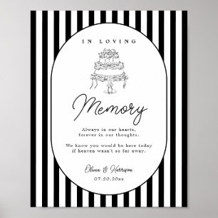 Black White Striped Wedding Memorial Sign