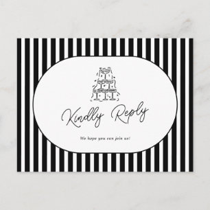Black White Striped Wedding Song Request RSVP Postcard