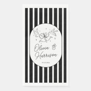 Black White Striped Whimsical Wedding Napkin