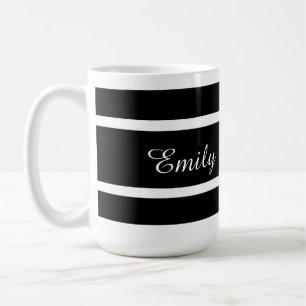 Black & White Stripes, Add your Name Coffee Mug