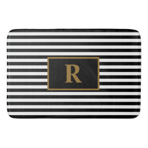 Black/White Stripes Bath Mat