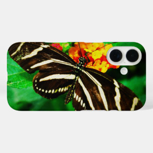 Black white stripes butterfly longwing zebra photo iPhone 16 case