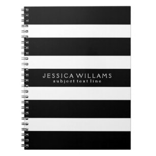 Black& White Stripes Custom Photo Notebook