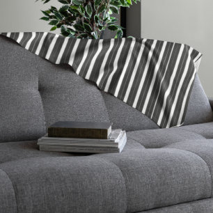 Black White Stripes Fleece Blanket