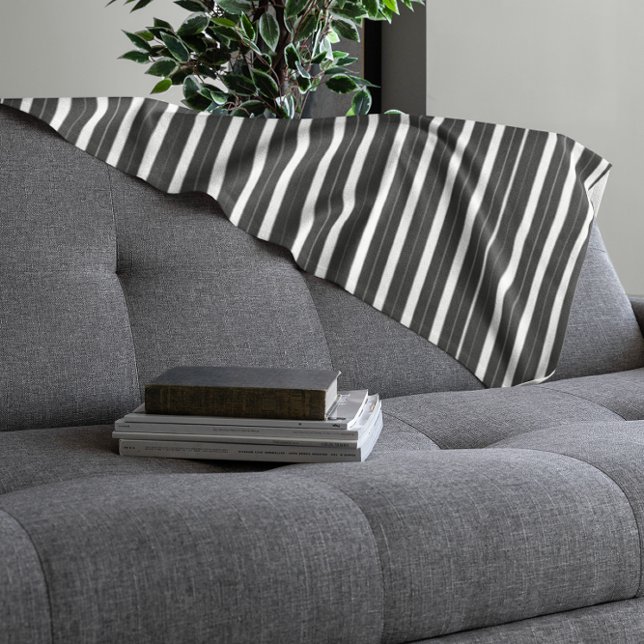 Black White Stripes Fleece Blanket (Creator Uploaded)
