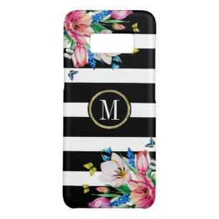 Black & White Stripes & Flowers & Butterflies 3 Case-Mate Samsung Galaxy S8 Case