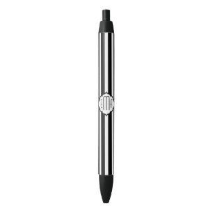 Black & White Stripes Geometric Pattern Black Ink Pen