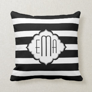 Black & White Stripes Geometric Pattern Cushion