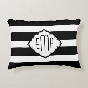 Black & White Stripes Geometric Pattern Decorative Cushion