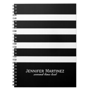 Black & White Stripes Geometric Pattern Notebook