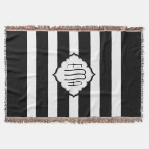 Black & White Stripes Geometric Pattern Throw Blanket