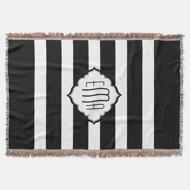 Black & White Stripes Geometric Pattern Throw Blanket (Front)