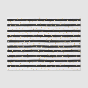Black White Stripes Gold Polka Dots Tissue Paper