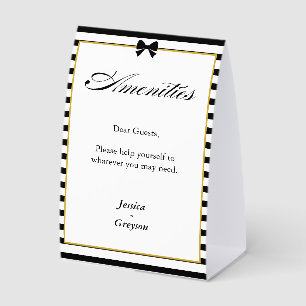 Black White Stripes Gold Wedding Guest Amenities